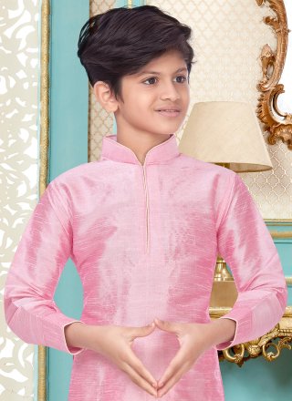 Noble Pink Dupion Silk Dhoti Kurta with Jacquard Work