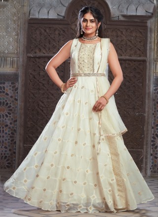 Buy Latest Off-White Color Indian Gown Online at Best Price