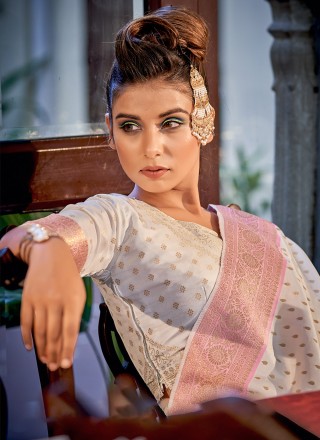 Off White Color Contemporary Style Saree
