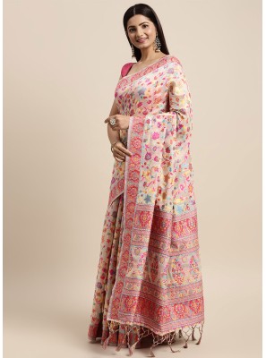 Off White Mehndi Contemporary Saree
