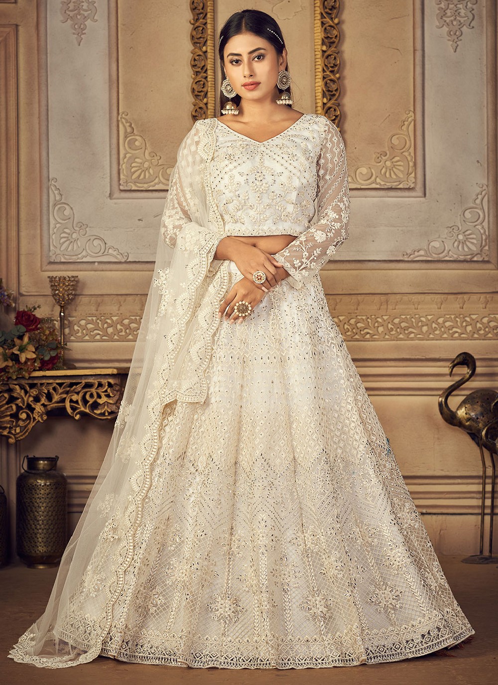 White Designer Georgette Wedding Wear Bridesmaid Lehenga Choli For Women  www.kust.edu.pk