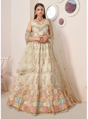 Off White Wedding A Line Lehenga Choli