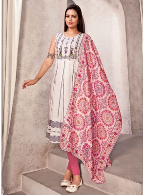 Off White Woven Cotton Designer Kurti