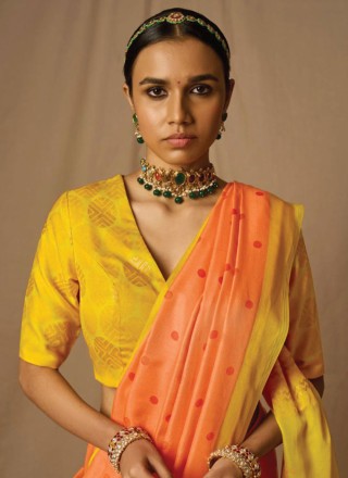 Orange and Yellow Ceremonial Saree