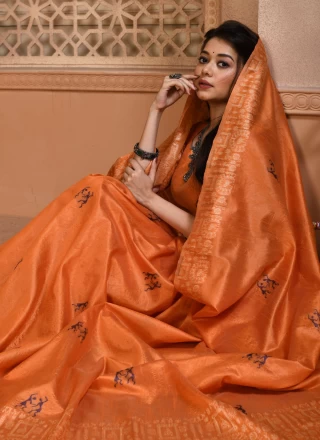Orange Casual Trendy Saree