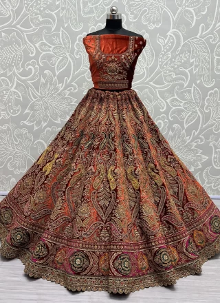 Orange Embroidered Lehenga Choli