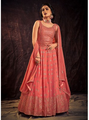 Orange Georgette Designer Gown
