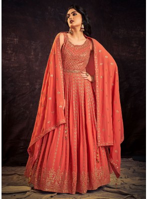 Orange Georgette Trendy Gown