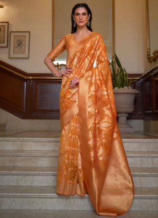 Orange Mehndi Saree