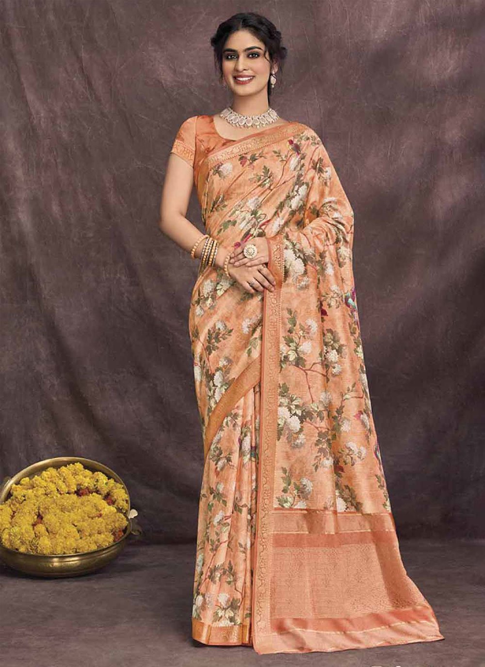 Saroj Suman Sandhya Soft Vichitra Dyed Silk With Patch Work Saree