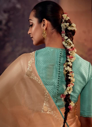 Orange Weaving Wedding Trendy Saree