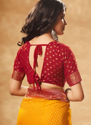 Orange Woven Work Georgette Trendy Saree
