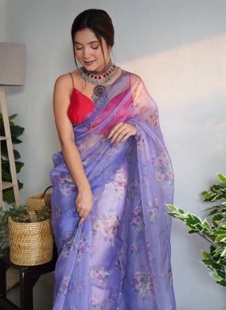 Organza Classic Sari with Digital Print Work
