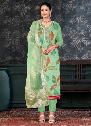 Organza Green Designer Salwar Suit