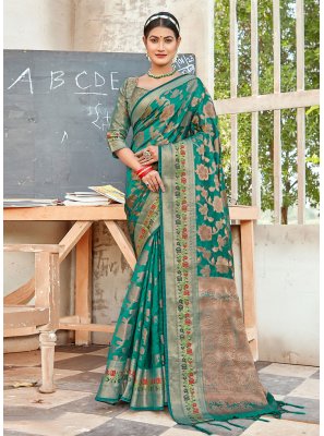 Organza Green Traditional Designer Saree