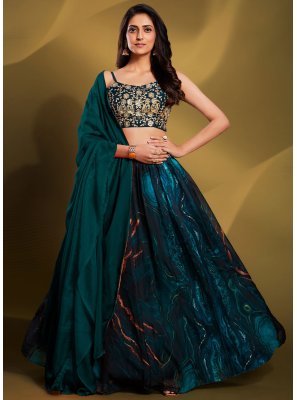 Organza Lehenga Choli in Teal