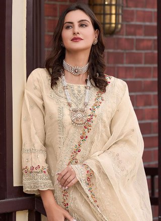 Organza Pakistani Salwar Suit In Cream