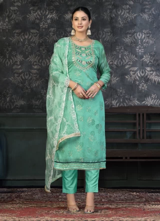 Organza Sea Green Designer Salwar Suit