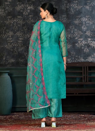 Organza Teal Salwar Suit
