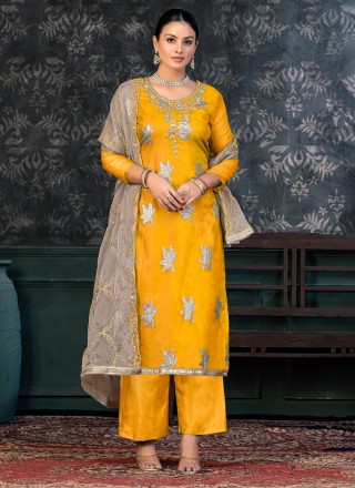 Punjabi salwar suit sale in yellow colour