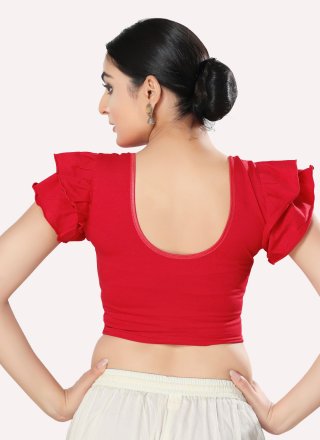 Outstanding Red Cotton Lycra Blouse