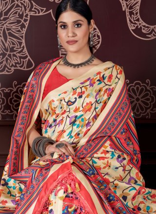 Pashmina Contemporary Sari In Multi Colour
