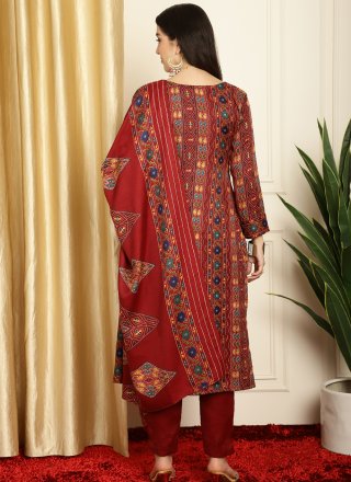 Pashmina Floral Print Trendy Suit