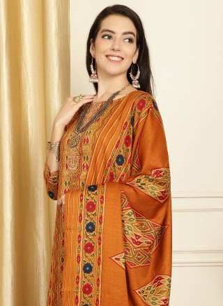 Pashmina Mustard Floral Print Salwar Suit
