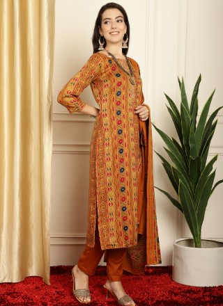 Pashmina Mustard Floral Print Salwar Suit
