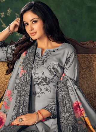 Pashmina Trendy Salwar Suit in Grey