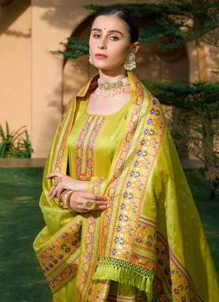 Pashmina Trendy Suit in Green