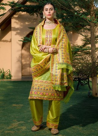 Pashmina Trendy Suit in Green
