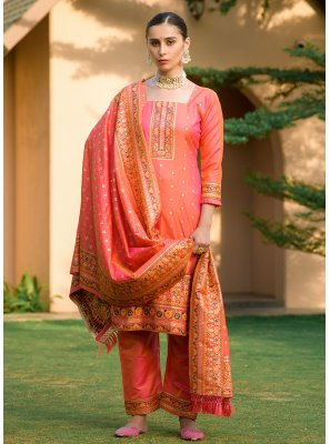 Pashmina Zari Salwar Suit in Orange