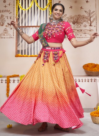 Buy Peach and Pink Banarasi Silk Designer Lehenga Choli Online