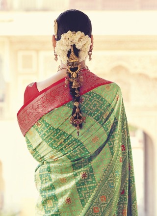 Patola Silk  Green Contemporary Saree