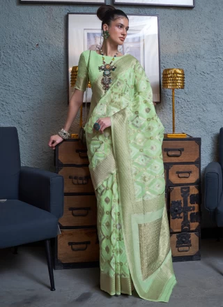 Patola Silk  Handwork Green Classic Saree