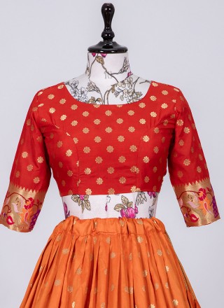 Patola Silk  Orange Weaving Trendy Lehenga Choli