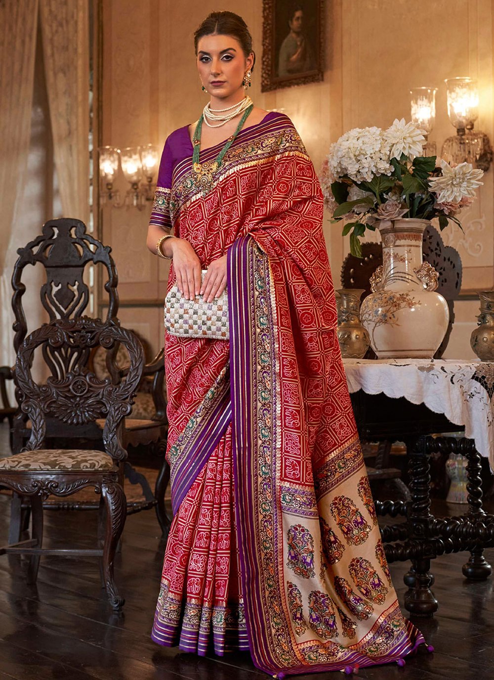 Buy online Women's Banarasi Saree With Blouse from ethnic wear for Women by Banarasi  Patola for ₹1799 at 63% off | 2024 Limeroad.com