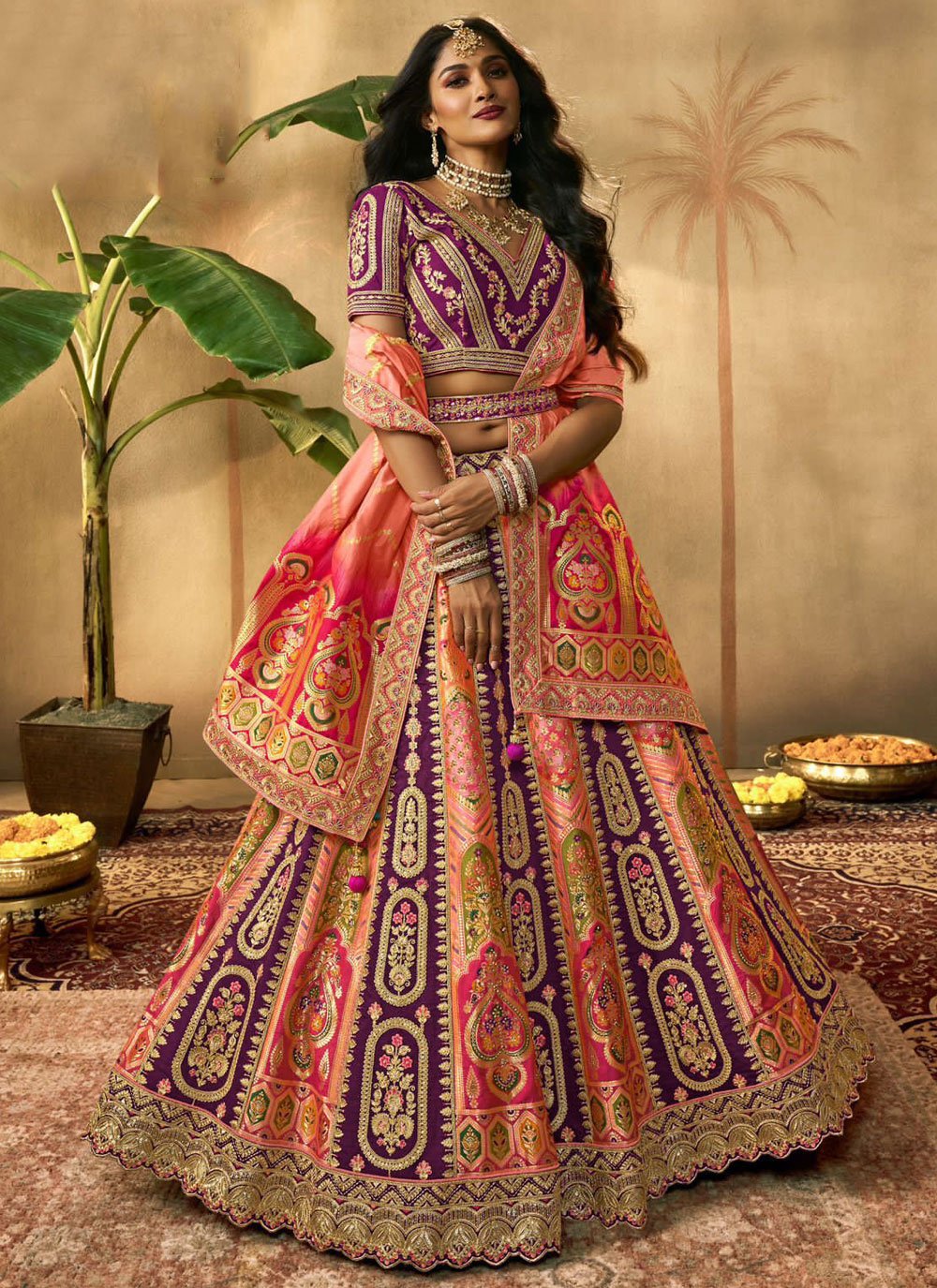 Buy Rani Silk Embroidered, Sequins and Zari Work Lehenga Choli for  Reception Online : 273198 -