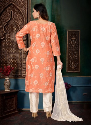 Peach Chanderi Silk Trendy Salwar Suit