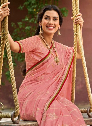 Peach Color Classic Saree