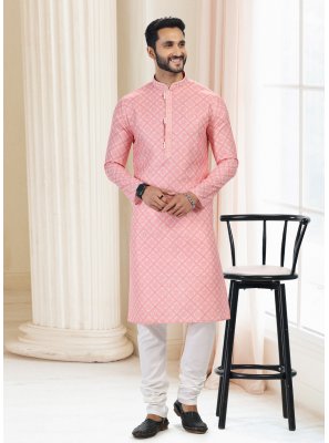 Peach Cotton Mehndi Kurta Pyjama