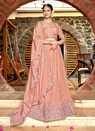 peach lehenga choli designs for engagement -8600103571 | Heenastyle