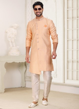 Peach Embroidered Indo Western