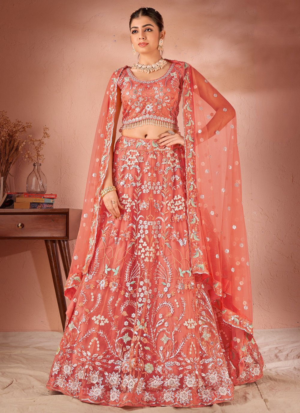 Peach Red Bridal 013 – Pakistan Bridal Dresses