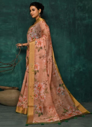 Peach Fancy Fabric Classic Designer Saree