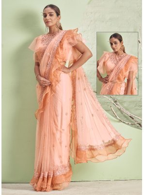 Peach Festival Designer Saree