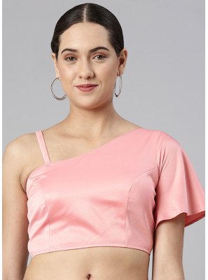 Peach Plain Satin Designer Blouse