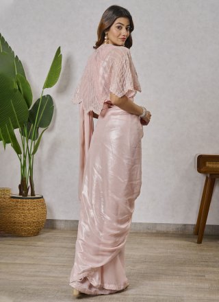 Peach Shimmer Georgette Contemporary Sari with