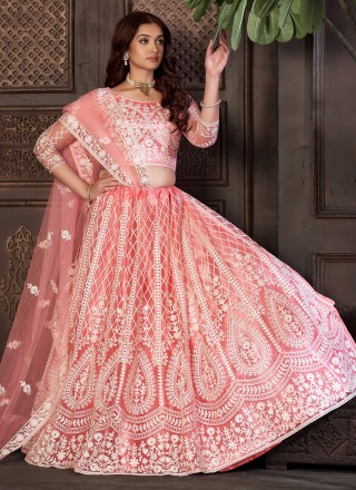 Peach Thread Work Trendy Lehenga Choli
